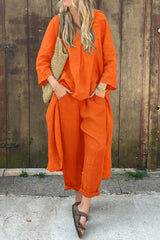Vanyssael Damen Zweiteiliges Set – Bequem, Elegantes Design mit Schmeichelnder Silhouette in S-5XL – Orange