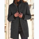 Vintora™ – Retro Damen-Windjacke mit Knöpfen und Stehkragen – Schwarz