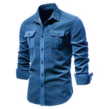 Jin – herren-cordhemd – Blau