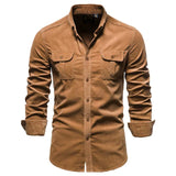Herren Stilvoll Langarmhemd | Formelle – Braun