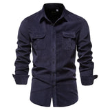 Herren Stilvoll Langarmhemd | Formelle – Marineblau