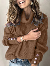 Milana - damenpullover mit hoher taille und ubergrößen – Bruin