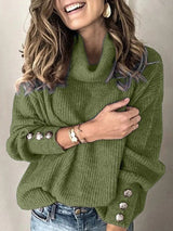 Milana - damenpullover mit hoher taille und ubergrößen – Armeegrün