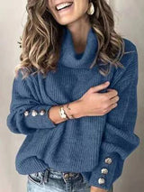 Milana - damenpullover mit hoher taille und ubergrößen – Dunkelblau
