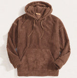 Hochwertige cord-kapuzenjacke für herren – Braun