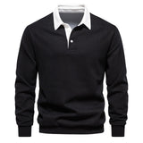 Pullover Herren Langarm Polo | Klassischer Kragen – Schwarz
