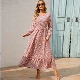Dina - Modisches Blumenkleid mit Rundhalsausschnitt – Rosa