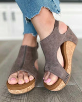 Damen Sandalen | Keilabsatz mit Plateau und Fersenriemen – Anthrazit