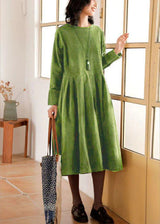 Corduroy Herbst/Winter Kleid - Emilia – Grün