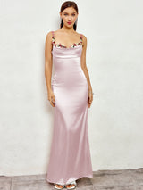 Flora | Satin Maxikleid für den Abend – Rosa