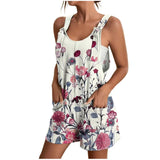 Fiane | Damen Sommer Blumig Strampler | Elegant – Weiß