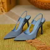 Damen Pumps | Slingback mit spitzer Zehenform – Blau