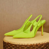 Damen Pumps | Slingback mit spitzer Zehenform – Grün