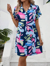 Tiana - Bedrucktes Hemdblusenkleid – Dunkelblau