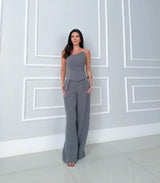 Samia Set – Feminine Raffinesse im modernen Zweiteiler – Grau