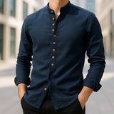 Aick - Sommerhemd für Herren im langen, modischen Design – Marineblau