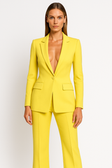 Elegantes Damen Zweiteiler Blazer-Set – Maßgeschneiderte Passform, Vielseitige Farben – Gelb
