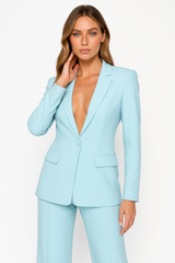 Elegantes Damen Zweiteiler Blazer-Set – Maßgeschneiderte Passform, Vielseitige Farben – Türkis
