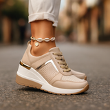 Mirin – Bequeme Turnschuh Mit Keilabsatz – Beige