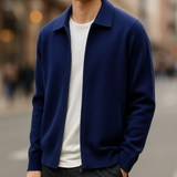 Quinton – Kaschmir Strickjacke Mit Reißverschluss – Blau