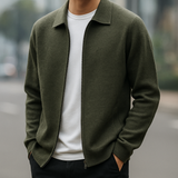 Quinton – Kaschmir Strickjacke Mit Reißverschluss – Grün