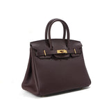 Jane – Premium-Handtasche aus echtem genarbtem Leder – Erdbraun