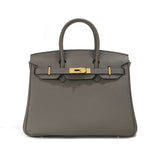 Jane – Premium-Handtasche aus echtem genarbtem Leder – Mausgrau