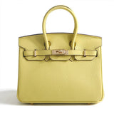 Jane – Premium-Handtasche aus echtem genarbtem Leder – Gelb