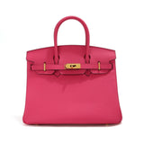 Jane – Premium-Handtasche aus echtem genarbtem Leder – Rosa Schock
