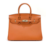Jane – Premium-Handtasche aus echtem genarbtem Leder – Orange