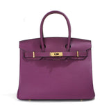 Jane – Premium-Handtasche aus echtem genarbtem Leder – Lila
