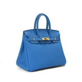 Jane – Premium-Handtasche aus echtem genarbtem Leder – Blau