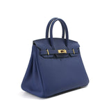 Jane – Premium-Handtasche aus echtem genarbtem Leder – Petrolblau