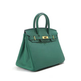 Jane – Premium-Handtasche aus echtem genarbtem Leder – Dunkelgrün