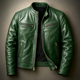Vintage-Lederjacke – Grün