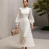 Alisha - Damen Spitzenabendkleid mit elegantem Design – Weiß