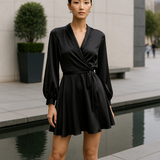 Sascha - Damen Wickelabendkleid für stilvolle Anlässe – Schwarz