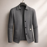 Nawed – Slim Fit Strickjacke Mit Reverskragen – Grau