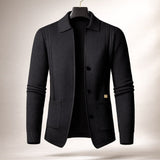 Nawed – Slim Fit Strickjacke Mit Reverskragen – Schwarz