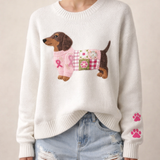Laarni™ – Pullover mit Hund in Bunten Kleidern – Weiß