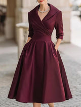 Lina - Midi-Kleid aus Satin – Bordeaux