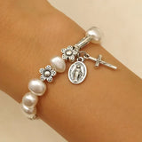 Ninetta – Serenity Jungfrau Maria Gänseblümchen-Armband – Silber