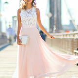 Delvina | Langes Damenkleid | Flüssig und luftig – Rosa
