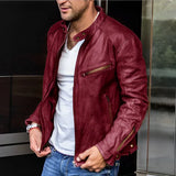 Elegante lederjacke für alle jahreszeiten – Rot