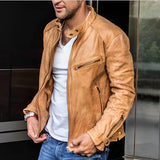Elegante lederjacke für alle jahreszeiten – Beige