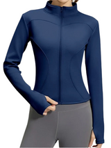 Lexaria | Warmes Fleece Laufjacke Damen Winter Slim Fit – Dunkelblau