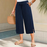 Bexara - Weite Bundfaltenhose – Blau
