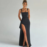 Aria | Elegantes Slip-Maxikleid mit offenem Rücken – Grau