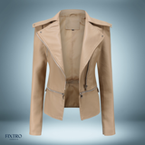 Lederjacke - mit offenem kragen – Beige