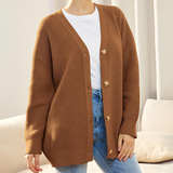 Strickjacke Damen Oversize Gerippt | Locker Lang – Braun